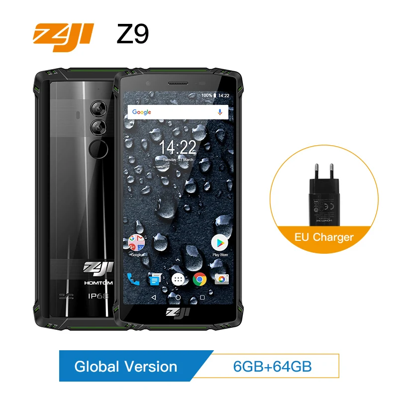 

HOMTOM ZOJI Z9 IP68 Waterproof Helio P23 Android 8.1 Octa core Smartphone 5.7" 6GB 64GB 5500mAh Face ID Fingerprint Mobile phone