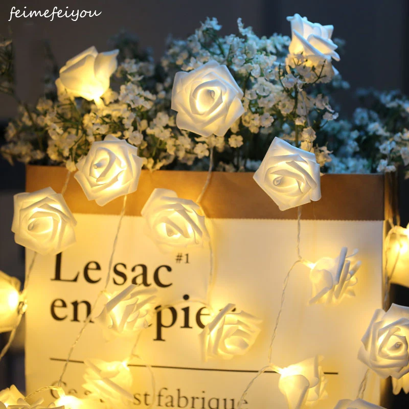 2019 Best Gift LED Rose Flower LED String Lights Battery Operated Event Christmas Wedding Birthday Party Decoration Lighting