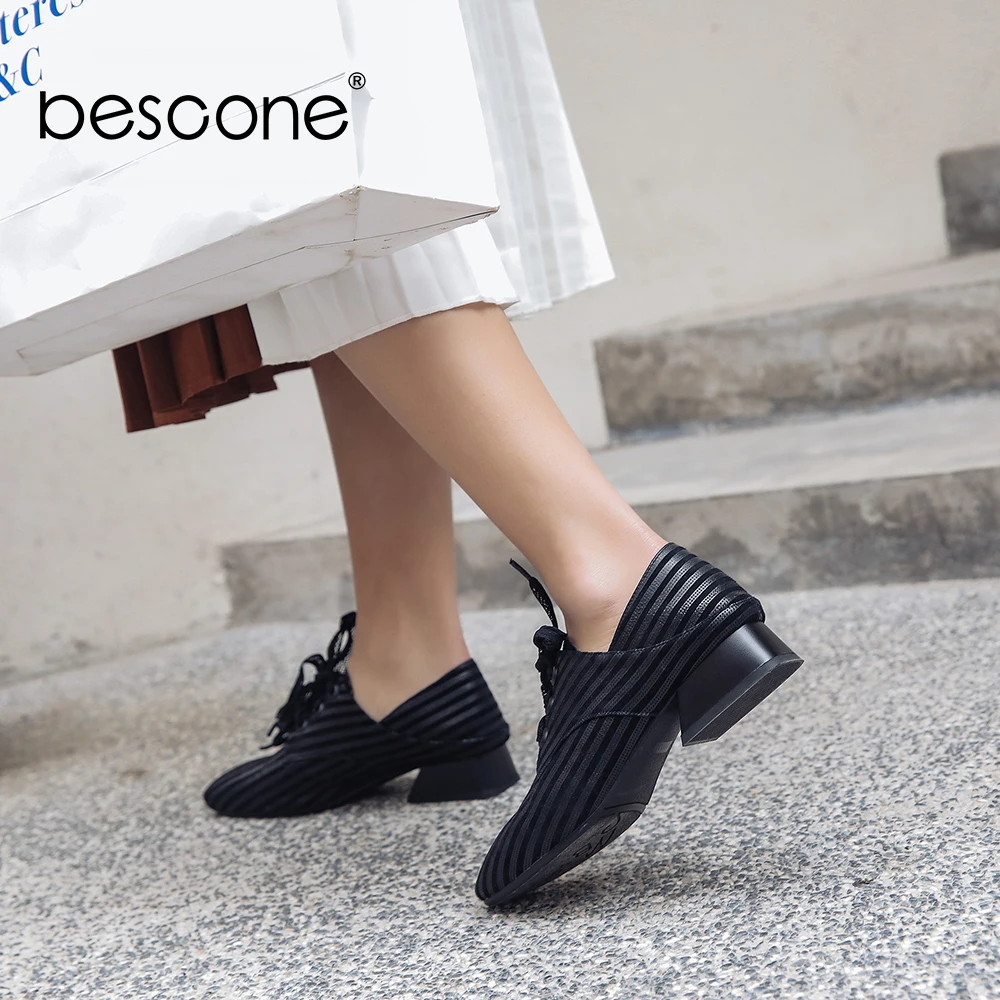 Pour Talon Bescone Femmes Taille Femme Med Lacets Rayé Black Bout Escarpins Bo5 Supérieure Grande Qualité À Noir Marque Classique Pompes Chaussures Carré qUr6WFUt
