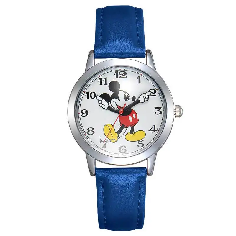 Детские водонепроницаемые часы с Микки Маусом, умные часы для мальчиков и девочек, детские наручные часы черного и красного цвета, часы для студентов и подростков, Брендовые Часы Диснея, подарок для детей - Цвет: Синий
