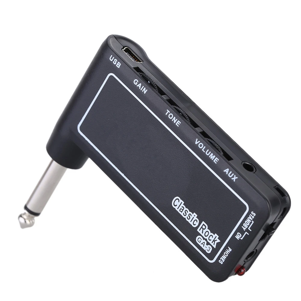 1pcs Classic Rock Mini Portable Rechargeable Electric Guitar Plug Headphone Amp Amplifier Electric Guitar Plug Black