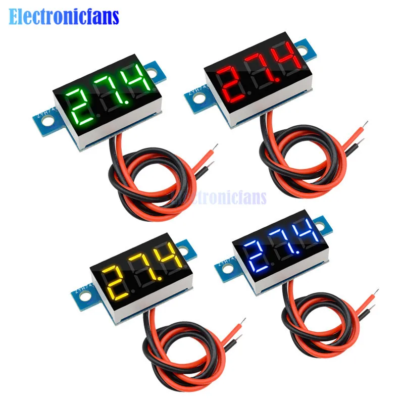 

0.36" Inch DC 3.3V - 17V Digital Tube 2 Wires LED Panel Meter Mini Lithium Battery Digital Voltmeter Red/Blue/Green/Yellow