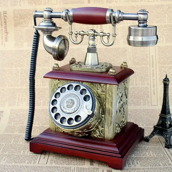 

Rotary disc antique European style retro fashion phone telephone Decoration home art rustic phone backlit household Redial