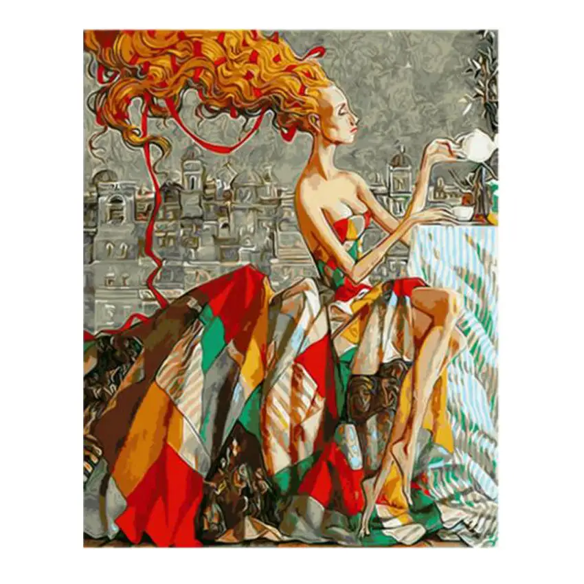 

Coloring By Numbers,Paint By Number,Picture,Leisure Woman,Painting Calligraphy