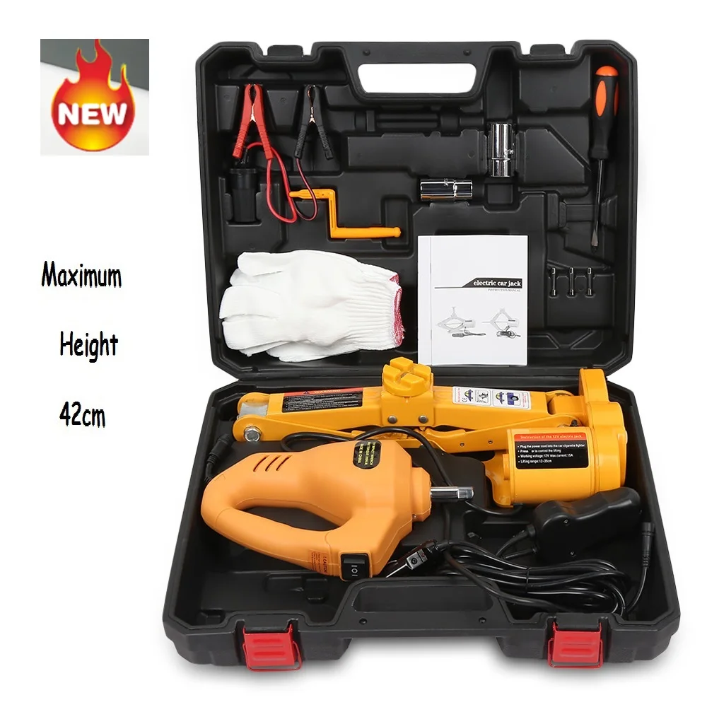 Goedkoop 12V Auto Elektrische Hydraulische Vloer Jack Lifting Set Slagmoersleutel Tool Ingebouwde Flash LED Licht voor Noodreparatieset