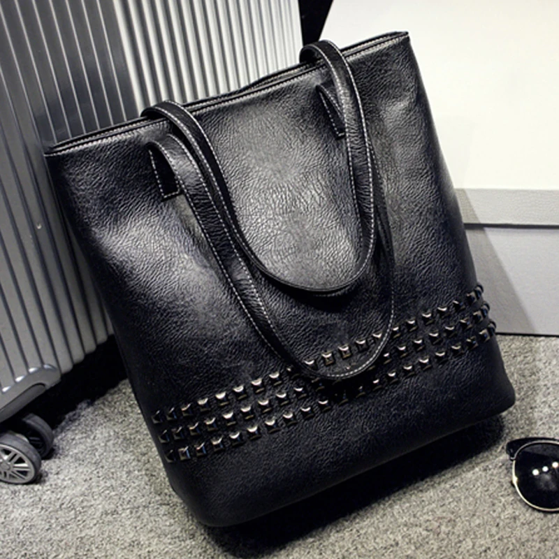 

2018 Winmax New Arrival Fashion Top-Handle Tote Bags Large Size Women Shoulder Bag Ladies Vintage Messenger Bag Causal Rivet Bag