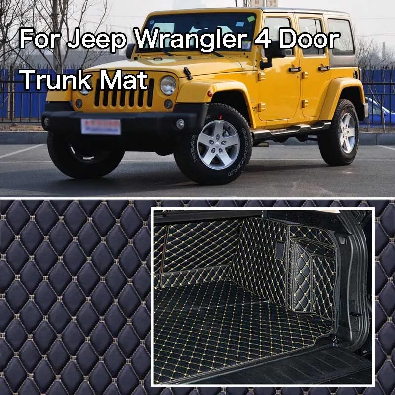 PU Leather Rear Trunk Cargo Liner Protector Mat Seat Back Cover For Jeep Wrangler 4 Doors