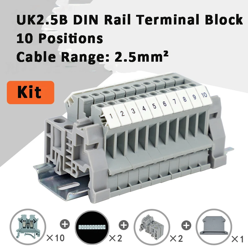 5/10/20 позиций UK2.5B серии UK din-рейку винтовой зажим клеммы полосы комбинации соединитель 2,5 мм