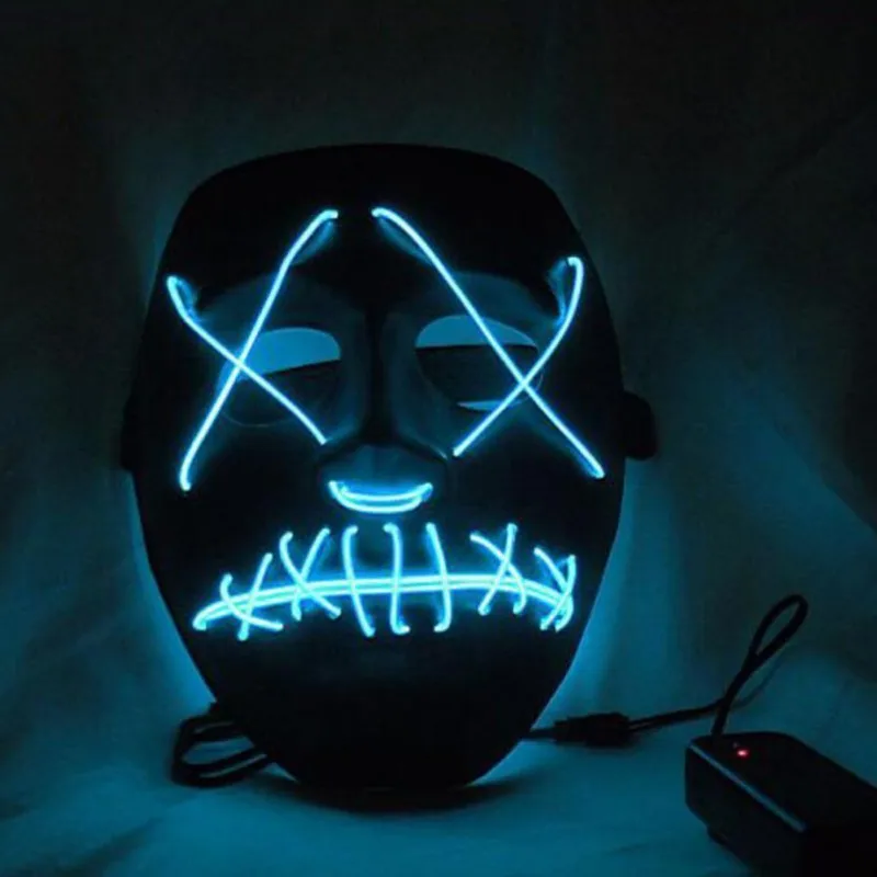 Проволочная светящаяся маска для Хэллоуина, светодиодный светильник для праздника, забавная маска, от очистки, год, большой