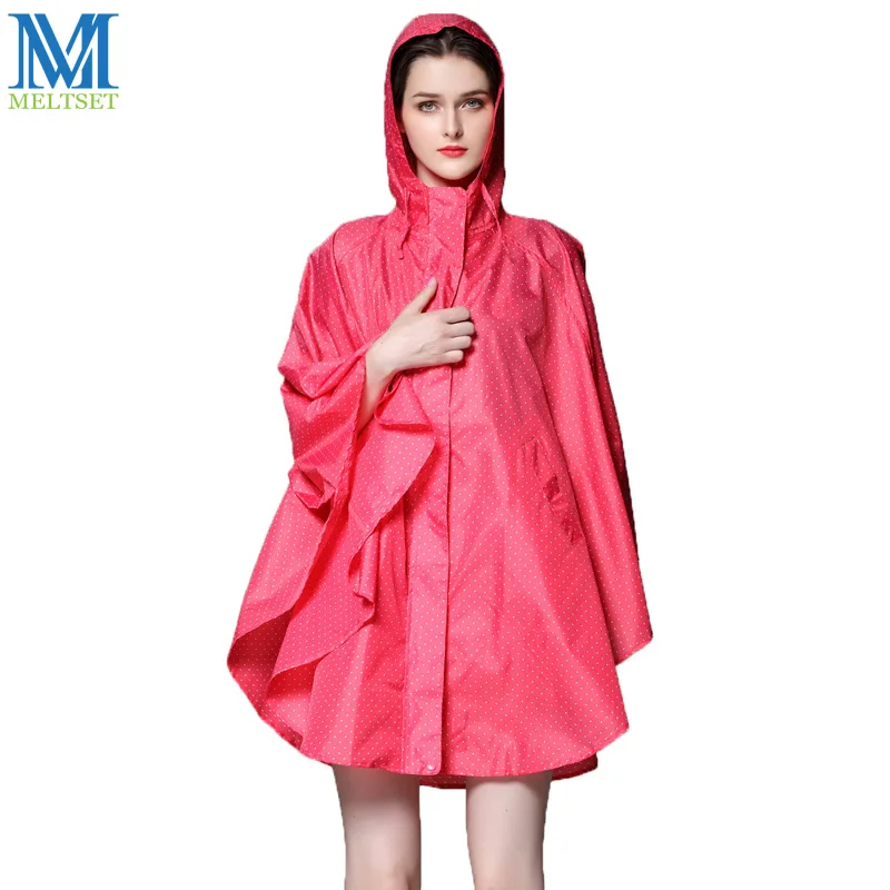 Fashion Dot Printed Raincoat Women Waterproof Rain Poncho Portable