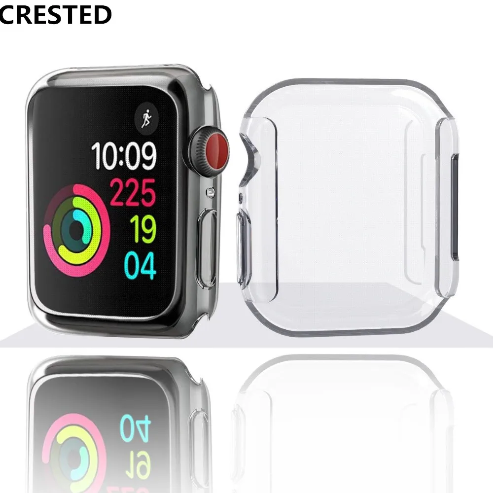 CRESTED Silicone soft case For Apple Watch series 4 44mm 40mm iwatch 3 2 1 42mm/38mm All-around Cover Ultra-thin Clear frame