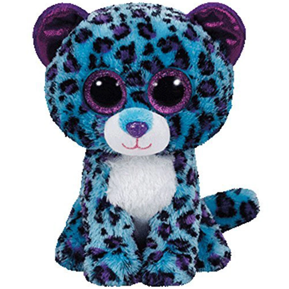 

Pyoopeo Original Ty Boos 6" 15cm Lizzie the Leopard Plush Regular Big-eyed Stuffed Animal Collection Doll Toy with Heart Tag