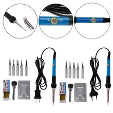 8 шт 110 В/220 В 60 Вт Электрический паяльник сварочный Регулируемый температурный пистолет+ паяльный наконечник набор