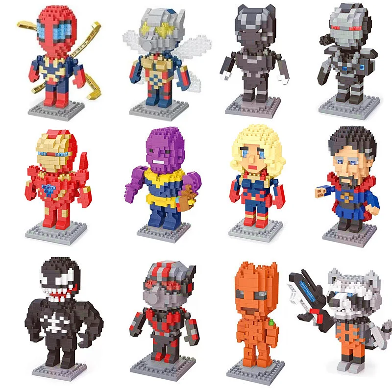 

Super Hero Block Thanos Iron Man Captain Marvel Spideman Antman Venom Shazam Micro Brick Building Toy For Kids Box Gift