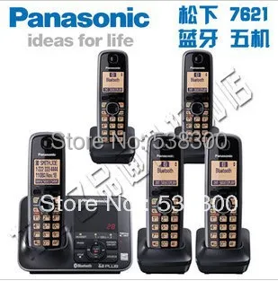 

KX-TG7621 DECT 6.0 Link to Cell via Bluetooth Cordless Phone With Answering Machine Black 5 Handsets Wireless Home Phone