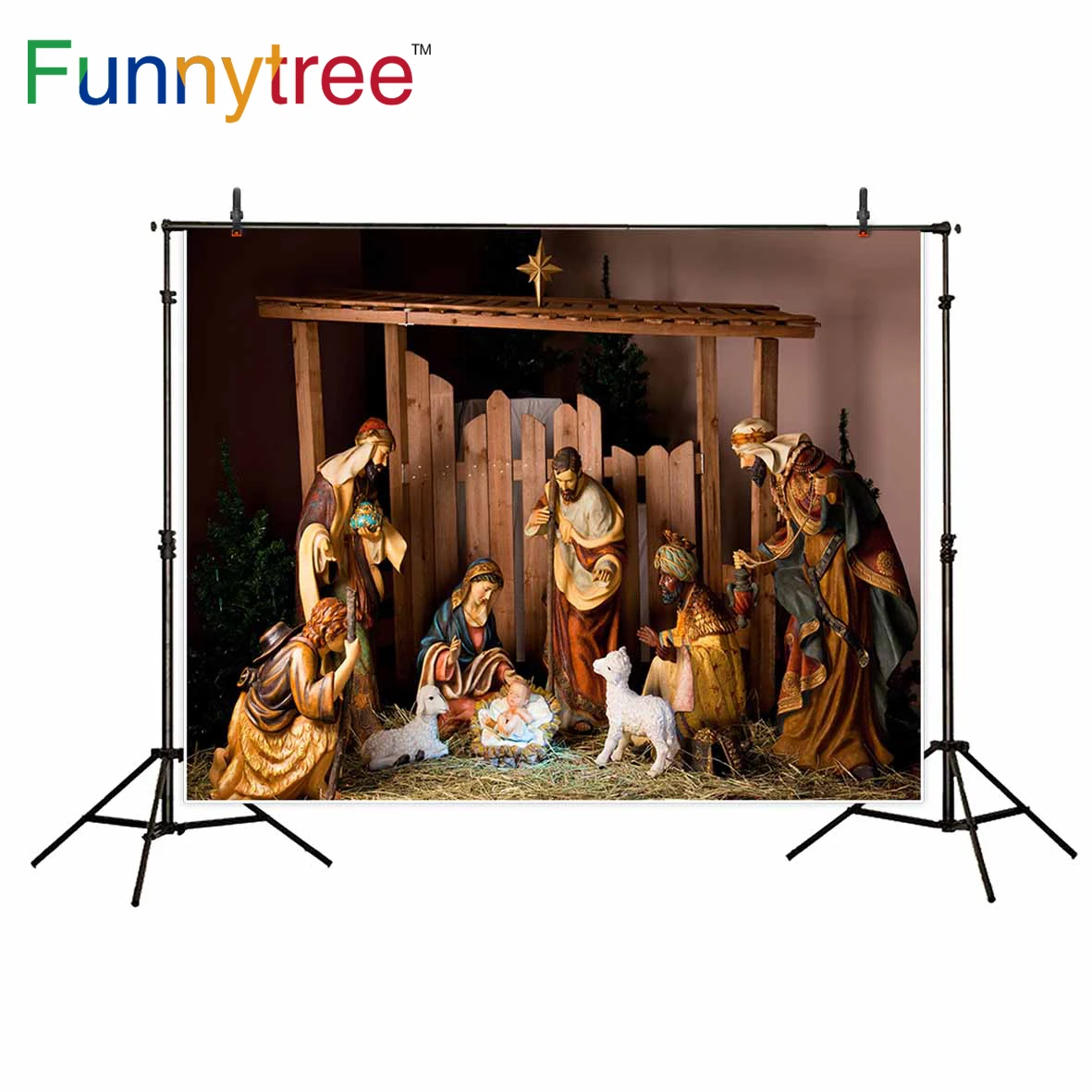 

Funnytree Birth christmas natal jesus nativity scene Backdrop Vinyl Photography Background Photo Studio Photophone Photozone