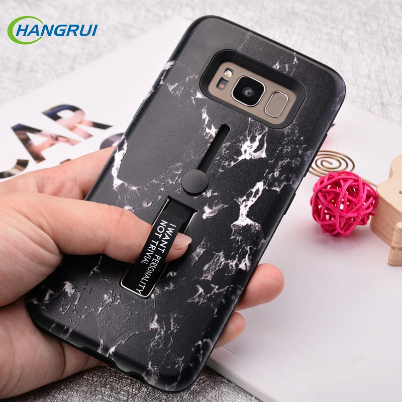 Fashion Marble Silicone Hide Stand Holder Cases For Samsung Galaxy A7 A6 A8 J4 J6 J8 Plus 2018 S7 Edge S8 S9 Plus Note 8 9 Case