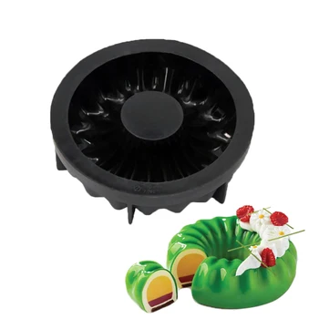 

DINIWELL Middle Column Rosette 3D Silicone Cake Mold Black For Ice Creams Desserts Chocolate Mousses Baking Pan Decoraring Mould
