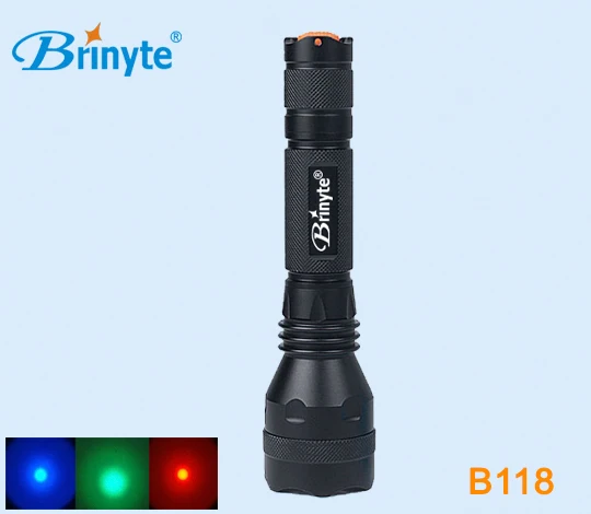 Brinyte B118 светодиодный фонарик для охоты Портативный 18650 аккумулятор красный зеленый синий свет 600lm светодиодная уличная лампа cree, светодиодный тактический фонарь