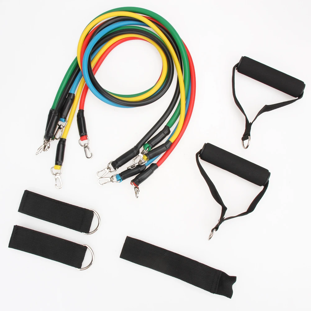 11pcs Pilates Latex Tubing Expanders Exercise Tubes Practical Strength Resistance Band Crossfit