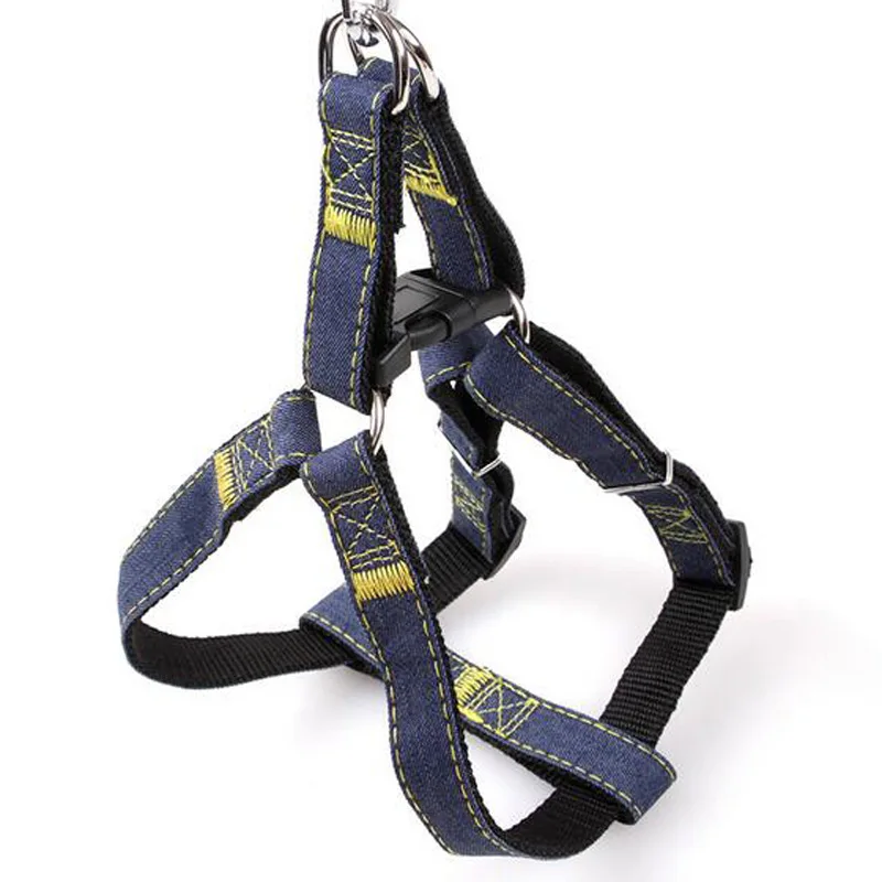 Denim Dog Leads Chest Straps Thick Wearable Traction Rope Dog Collar Leash Set for Pet Puppy Cat Big Medium Small Dog Dropship (7)