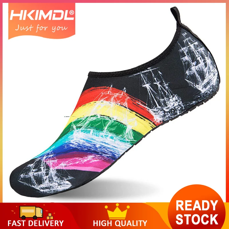 

HKIMDL New Hot Sale Shoes Men Unisex Summer Beach Wading Shoes Swim On Surf Drain hole Quick-Drying Fashion Swim Shoes K08