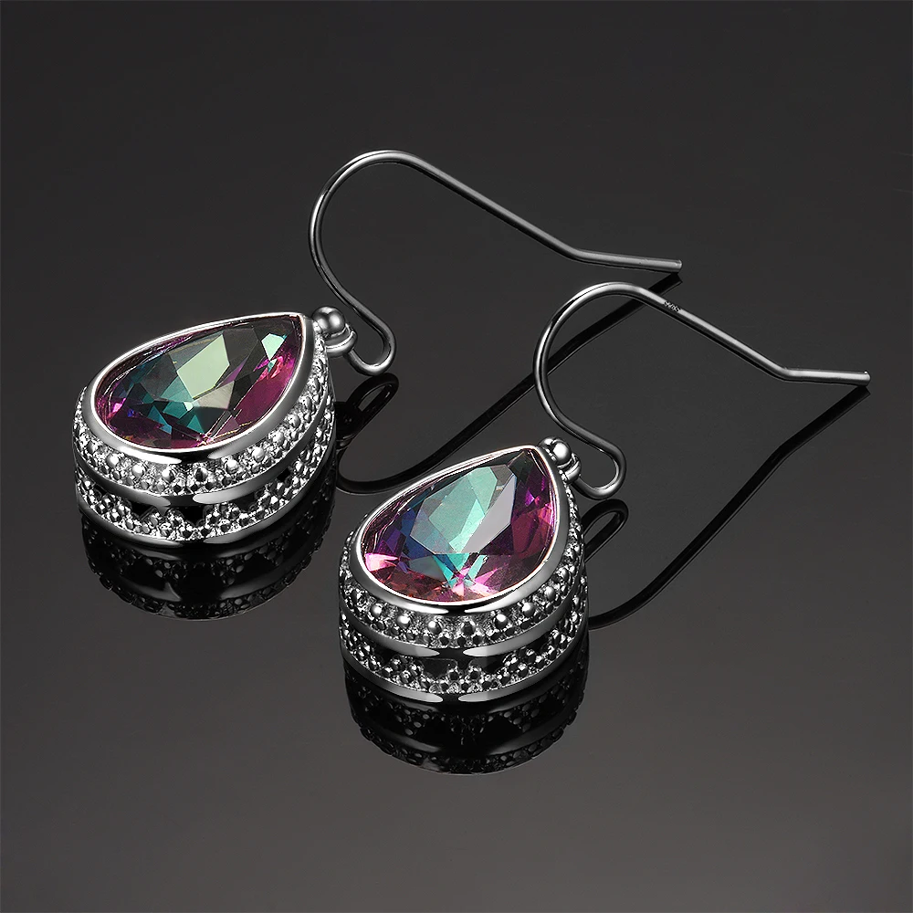 

Earrings For Women 10X14 MM Charms Luxury Top Big Oval Gemstone Multi Color Topaz 925 Sterling Silver Drop Earrings Big Stones