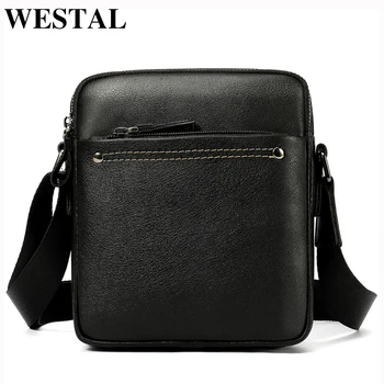 

WESTAL Men's Shoulder bag Genuine Leather Small flap male man Crossbody bags for Messenger men high quality Leather bags 8715