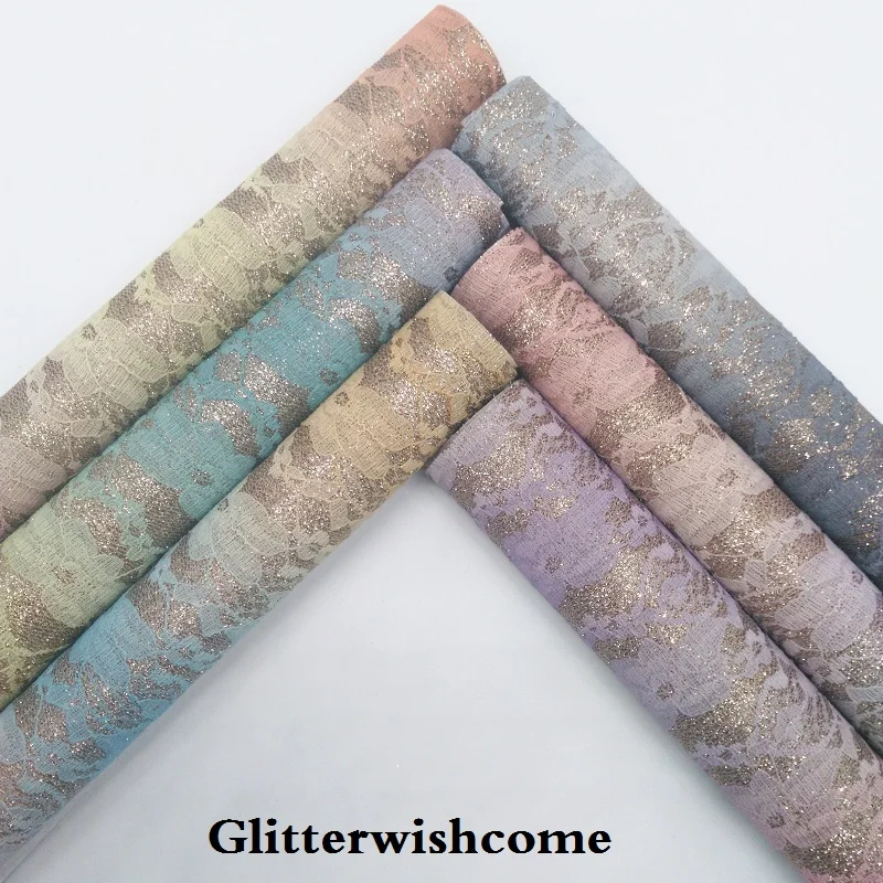 

Glitterwishcome 21X29CM A4 Size Vinyl For Bows Rainbow Lace Glitter Leather Fabirc Faux Leather Sheets for Bows, GM260A