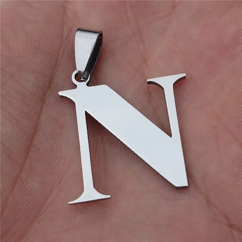 First Name Alphabet N Stainless Steel Letter Pendant Necklace With Black Cord Necklace Aliexpress