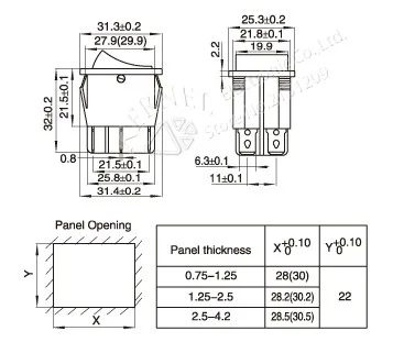 Hzy 2 шт./лот красная кнопка кулисный переключатель 4 вилки 30*25*27 мм 16A 250 В/20A 125 В переменного тока электрооборудование переключатели