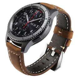 Для samsung Galaxy часы 46 мм Band 22 мм Премиум Винтаж Crazy Horse ремень из натуральной кожи для samsung Шестерни S3 Frontier классический