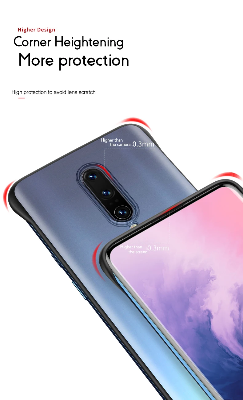 Тонкий Бескаркасный чехол для Oneplus 7 Pro тонкий прозрачный силиконовый Край Матовый Жесткий противоударный чехол для OnePlus 7 полуобернутый чехол