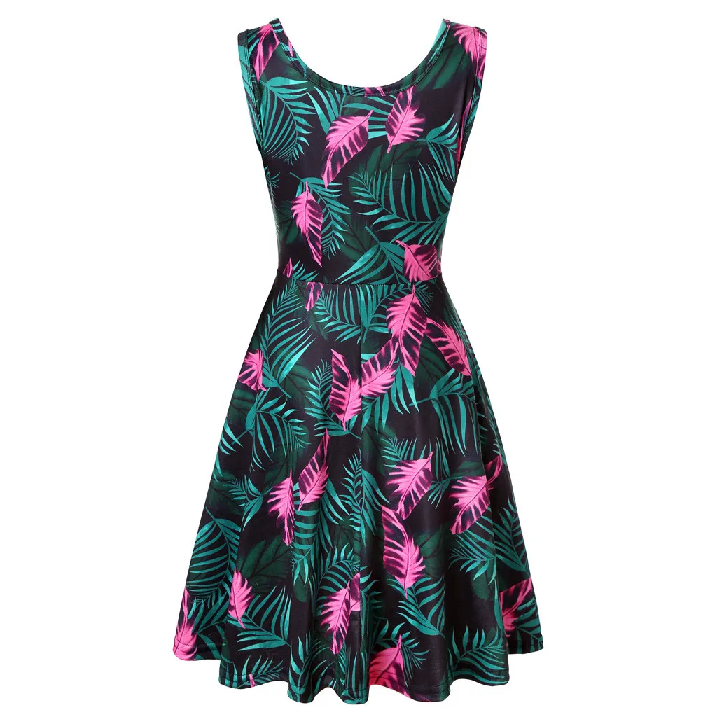 

Best Selling New Ladies Dress Women'S Sleeveless Leaf Print Sundress Summer Casual Comfortable Vest Mini Dresses #LR5