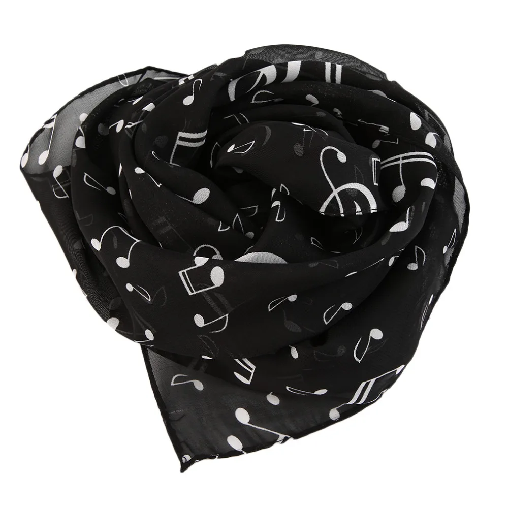 Модные шифоновые шарфы с музыкальной нотой, женский шарф, шаль, Длинные палантины, весенний шарф-безграничный шарф