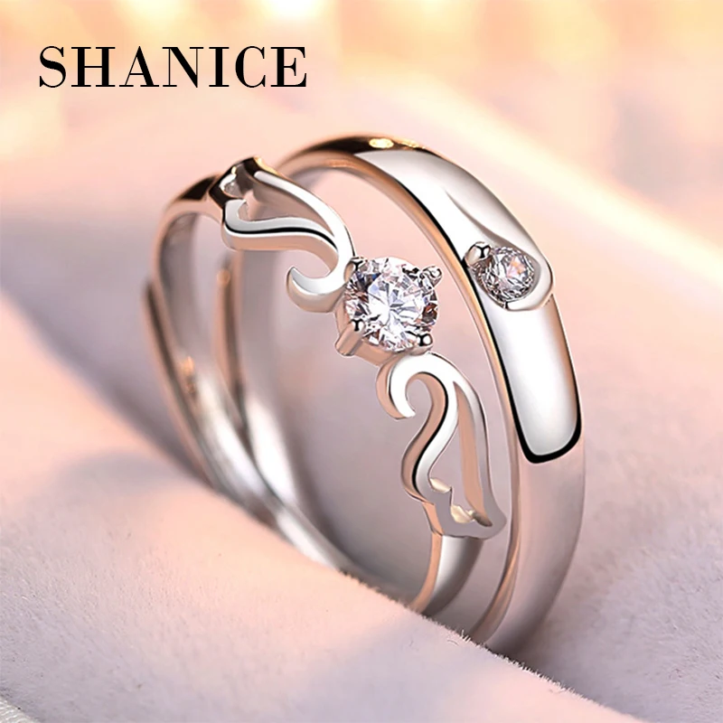 SHANICE оригинальные натуральные 925 серебряные свадебные кольца для мужчин и женщин 0.5Ct CZ обручальные парные Кольца Набор для влюбленных