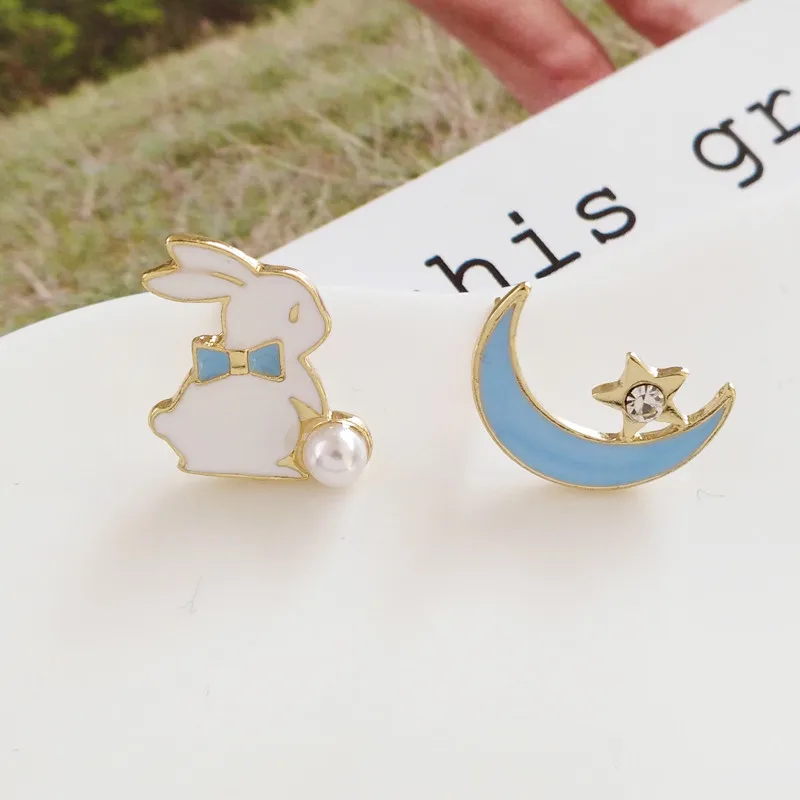 Kawaii Bunny Moon Fashion Stud Earrings