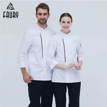 

2018 Chef Uniforms High Quality Long-sleeve Double Breasted Food Service Bakery Restaurant Hotel Workwear Chef Coat Men Women