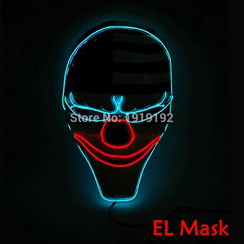 2017 New Halloween Clown Mask LED Mask Flashing EL wire Glowing