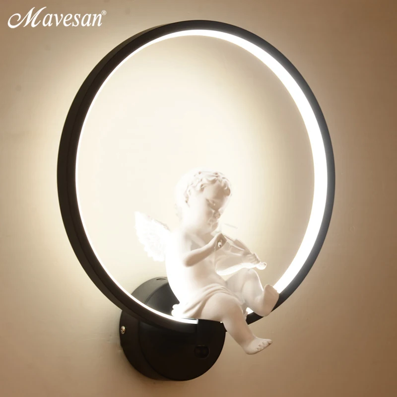 Günstige Heißer verkauf Wand Lampen innen schwarz weiß wand beleuchtung Minimalistischen kunst Leuchte Innen mit angel Hause Dekoration wand