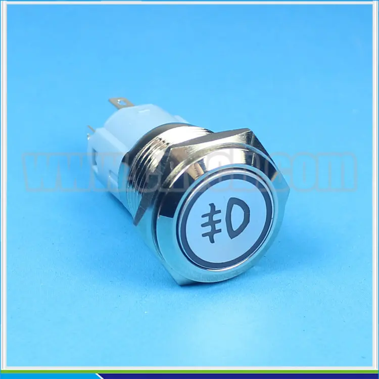 

1NO1NC 16mm ring&symbol led waterproof switch momenatry anti-vandal pushbutton switch for auto car