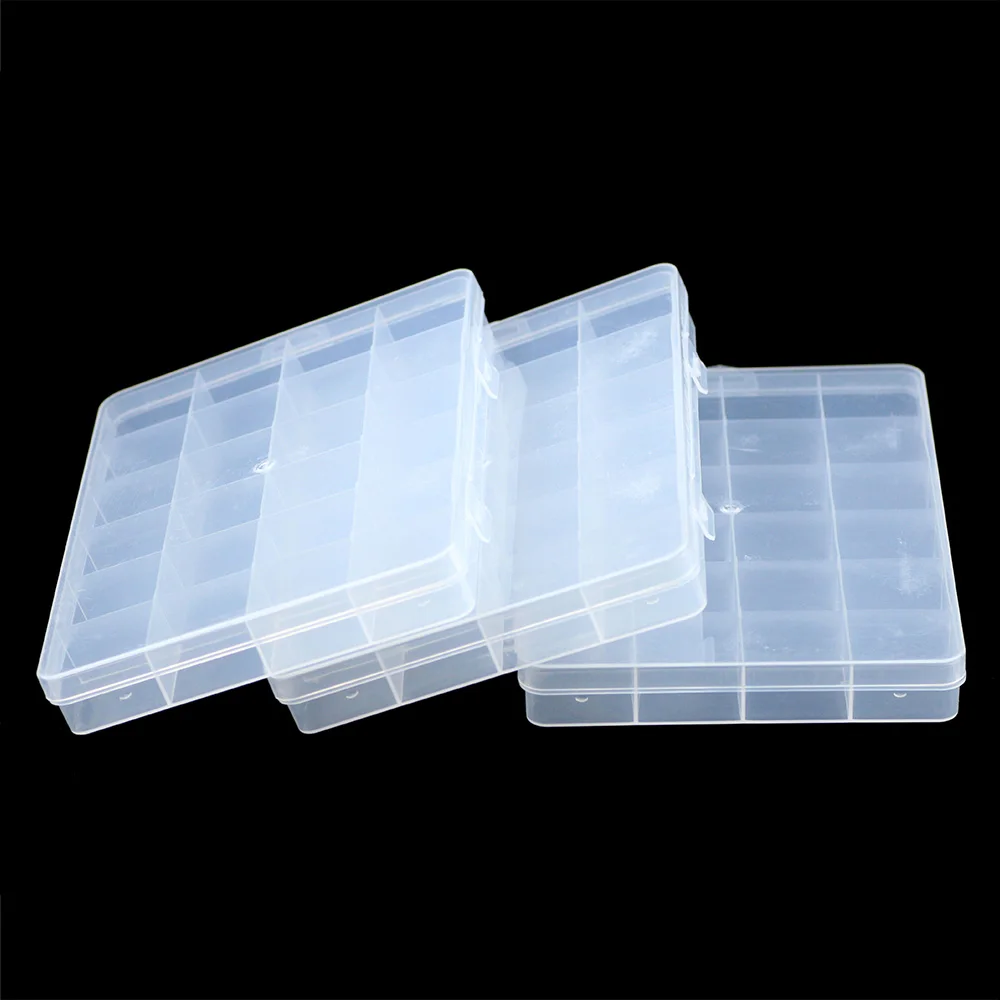 

WLYeeS 24Grids Non-removable Rectangle Plastic Empty Jewelry Beads storage Box Storage Case Container Display DIY accessories