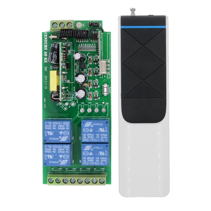 

100% New Power Transmitter AC85v~250V 110V 220V 230V 4CH RF Wireless Remote Control Switch , Receiver +White Black Transmitter