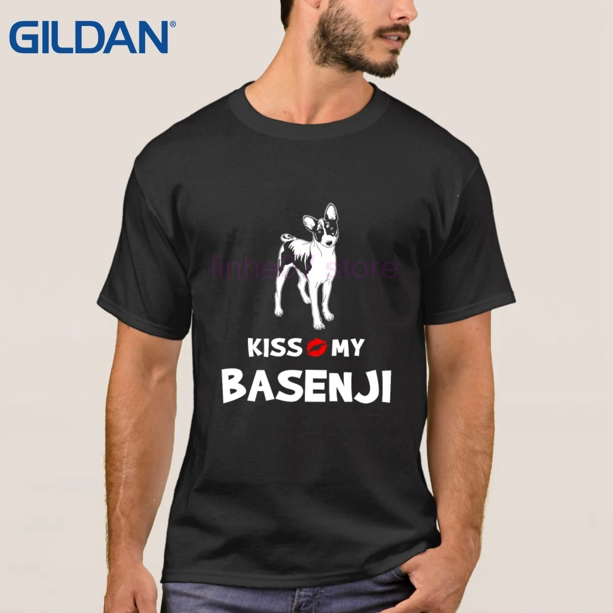 Мужская футболка с круглым вырезом и коротким рукавом Basenji L40 черная из 100% хлопка |