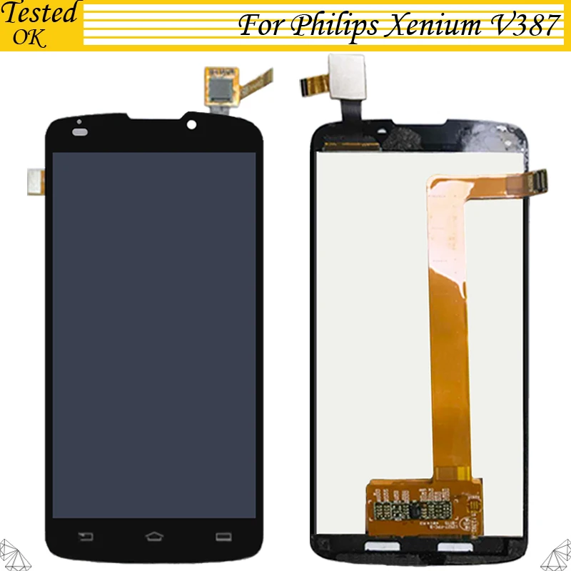 

High Quality 5.0" Black Lcd For Philips Xenium V387 LCD Display+Touch Screen Digitizer Assembly Free Shipping