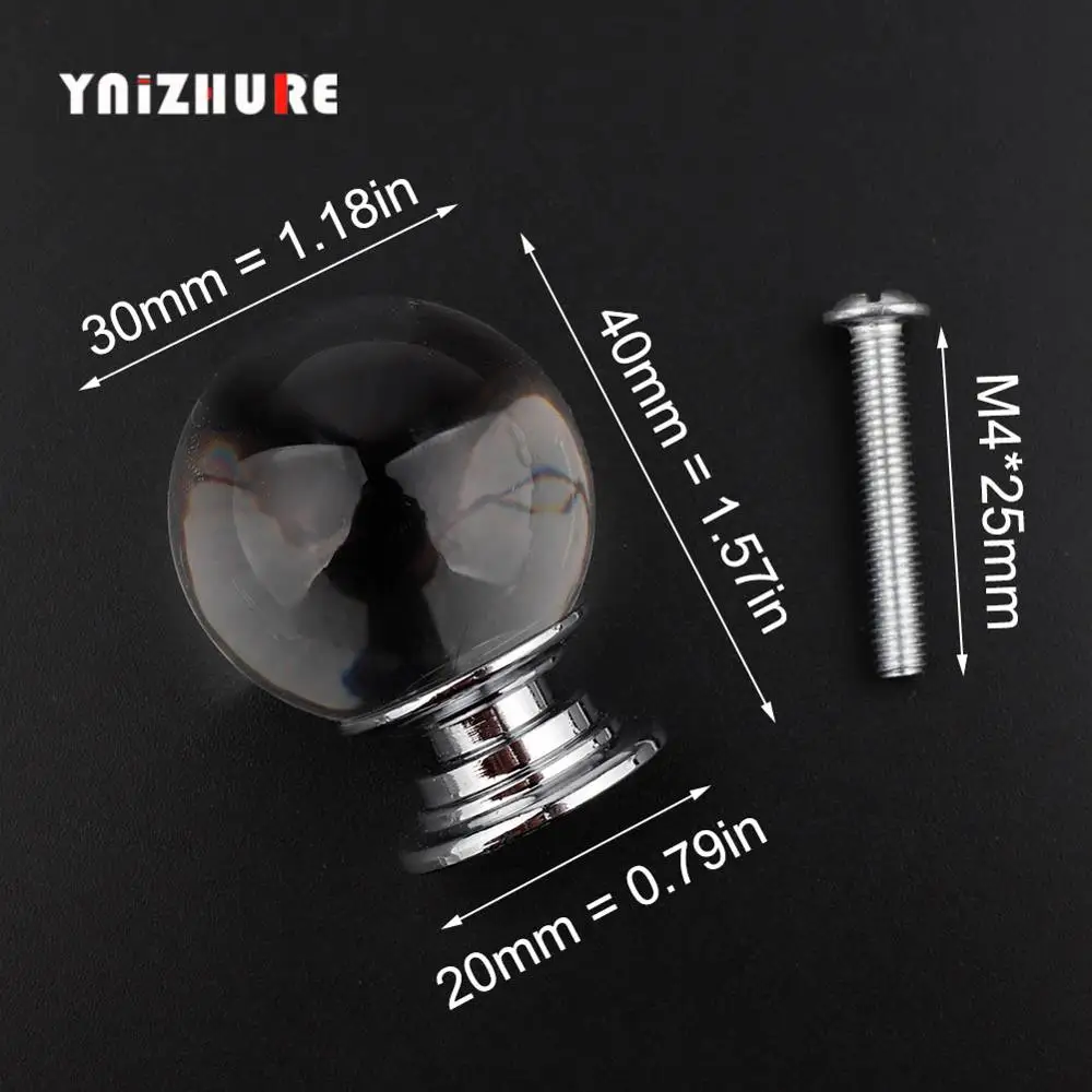 30mm Smooth ball YNIZHURE фирменный дизайн 20-40 мм Хрустальные стеклянные ручки комод Ящик Кухонный Шкаф вытяжной шкаф ручка - Цвет: 30mm Smooth ball