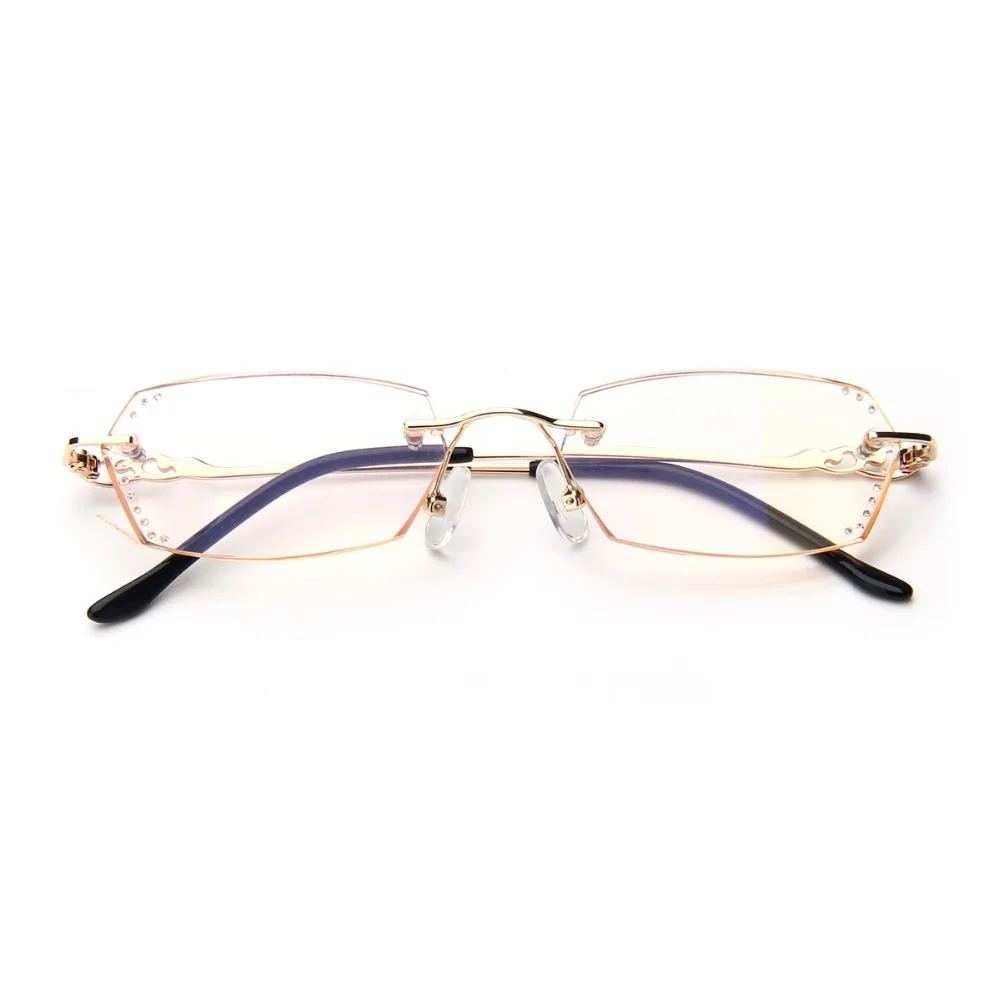 Fashion Frameless Diamond Cut Reading Glasses Women ...