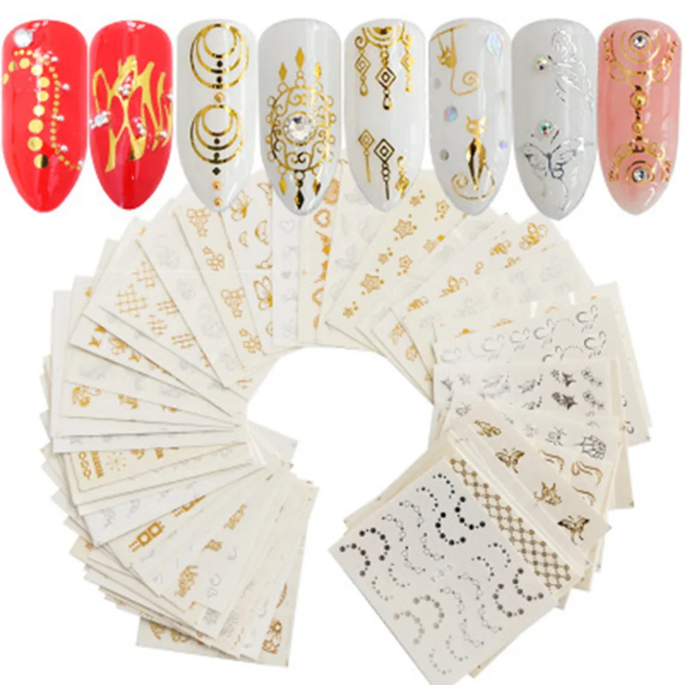

original nail stickers 3d adhesive 30 sheets hollow decal flower nail tips decorations sticker decals nails accessoires 2019 new