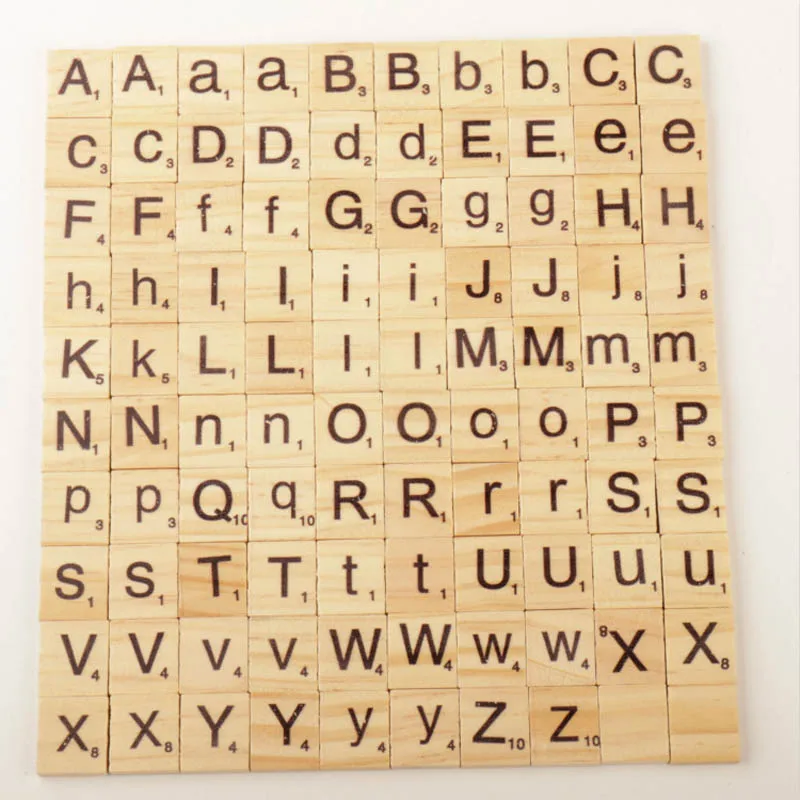 100 шт. дерево Алфавит Scrabble Плитки черные буквы и цифры игрушки для ремесел 998