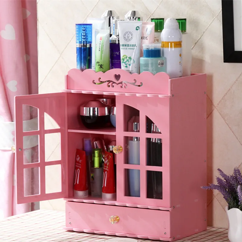 Wood plastic Cosmetics Storage Box Large Capacity Skin Care Products